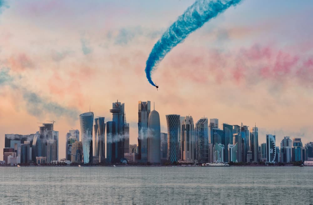 Evening Airshow Skyline by Ahmed Lashin — canvas wall art