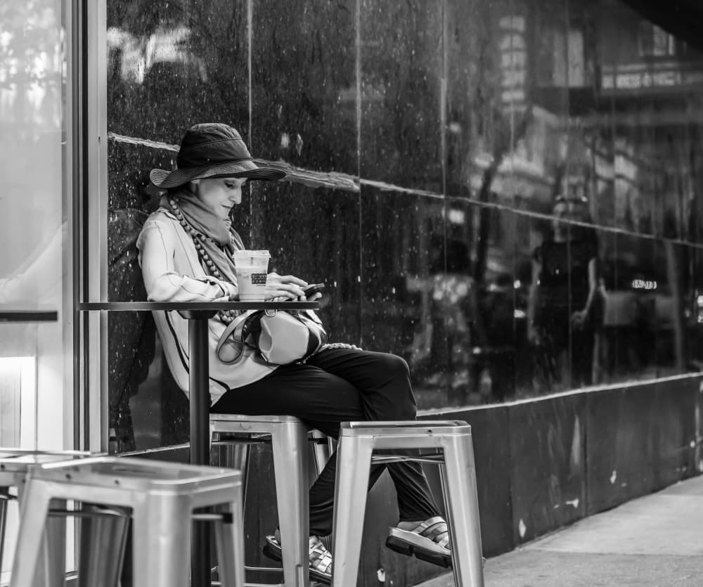 Pensive City Cafe by Tong Zhang — canvas wall art