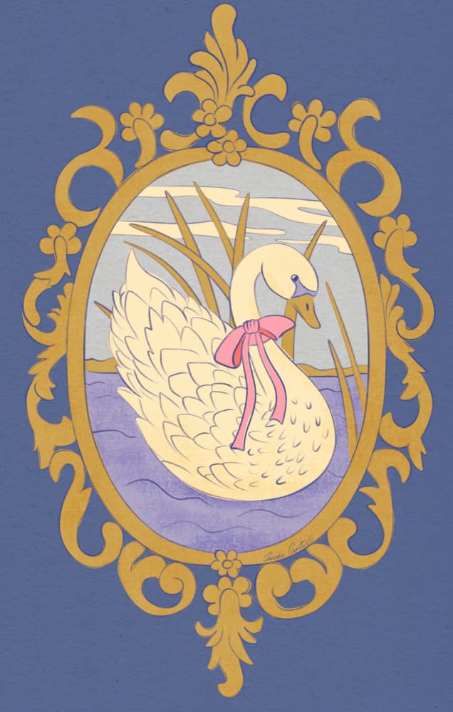 Waterbirds Swan by Carrie Cantwell — canvas wall art