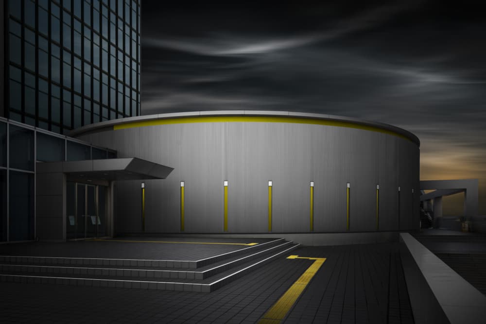 Dark Modern Architecture by Shuchuan Liu — canvas wall art