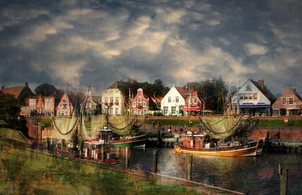 Quaint Fishing Village by Hans-Wolfgang Hawerkamp — canvas wall art