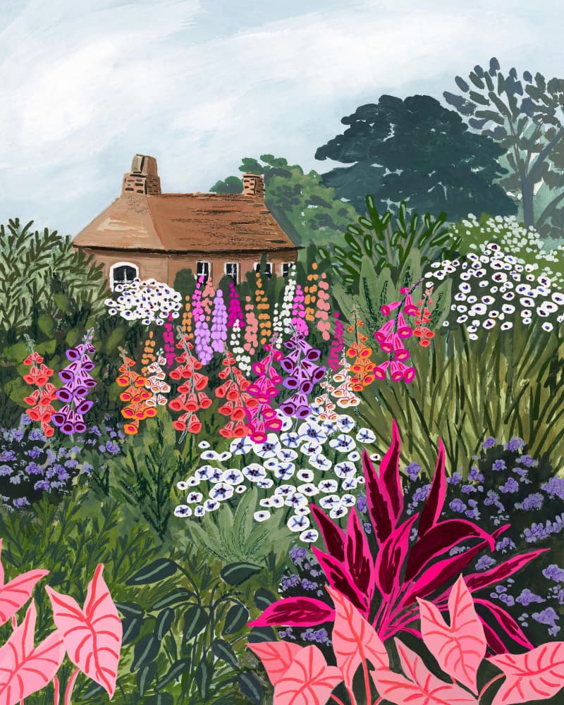 Vibrant Cottage Garden by Sarah Gesek — canvas wall art
