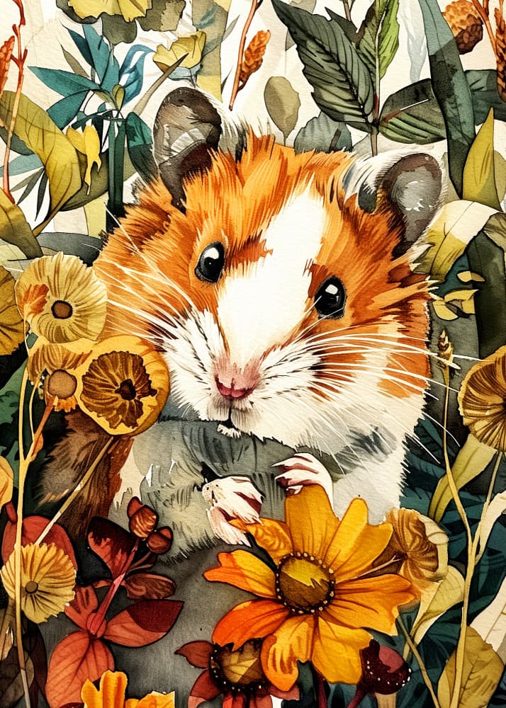 Cute Garden Hamster by Justyna Jaszke — canvas wall art