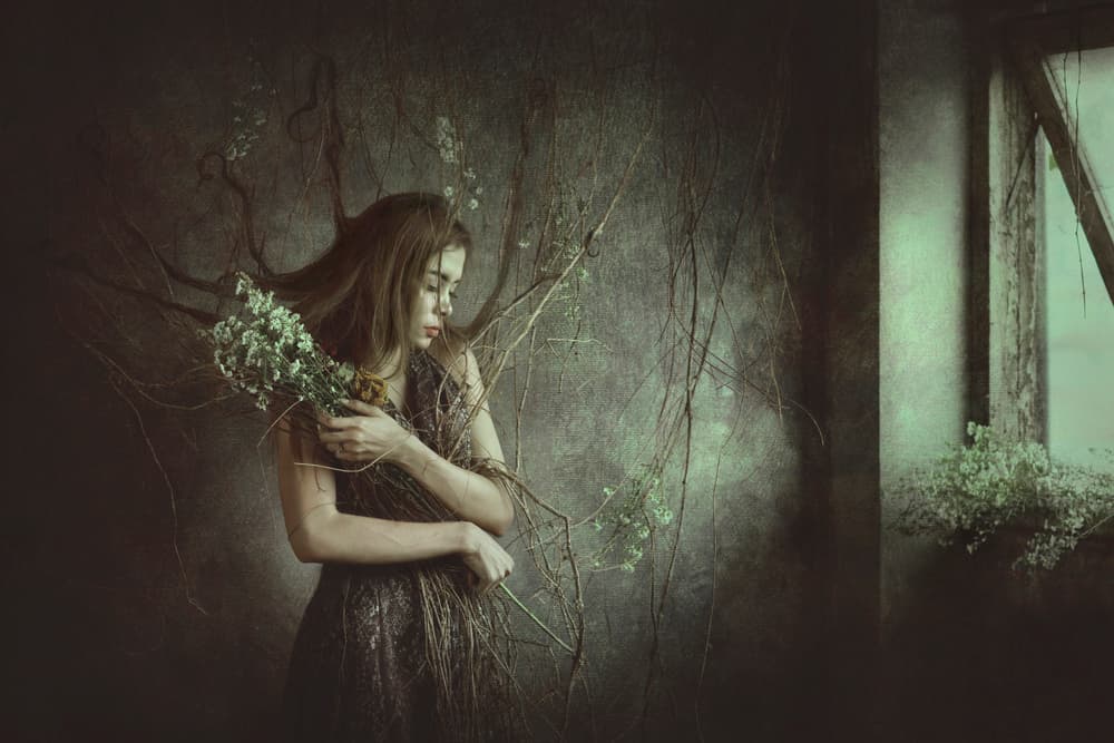 Woman and Wild Vines by Sebastian Kisworo — canvas wall art