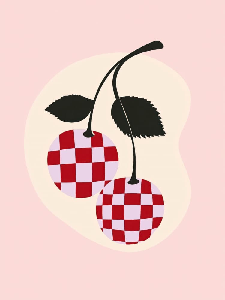 Chequered Cherries by Treechild — canvas wall art