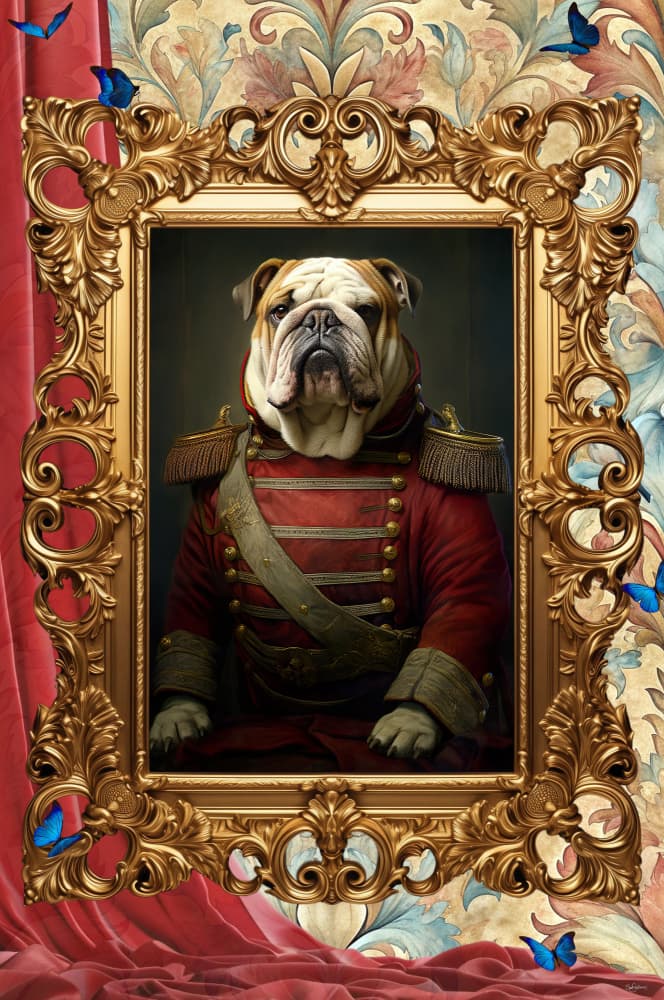 Bulldog General Portrait by Sue Skellern — canvas wall art