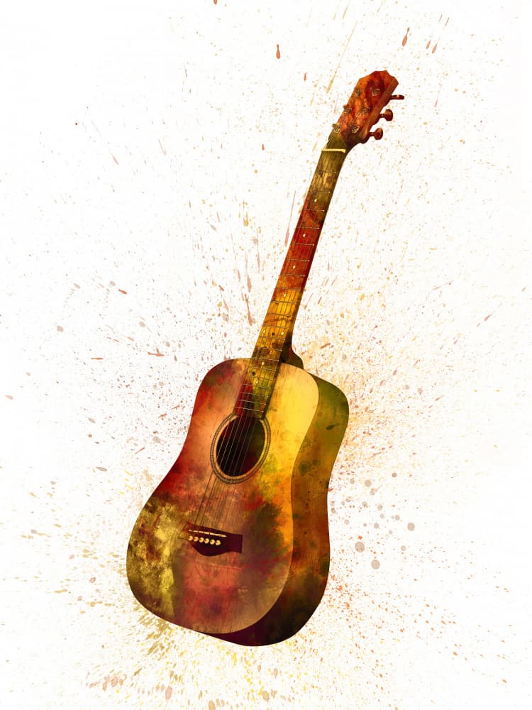 Vibrant Grunge Guitar by Michael Tompsett — canvas wall art