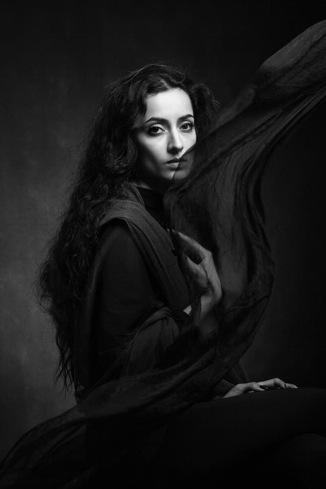Mysterious Woman Portrait by Mehdi Mokhtari — canvas wall art