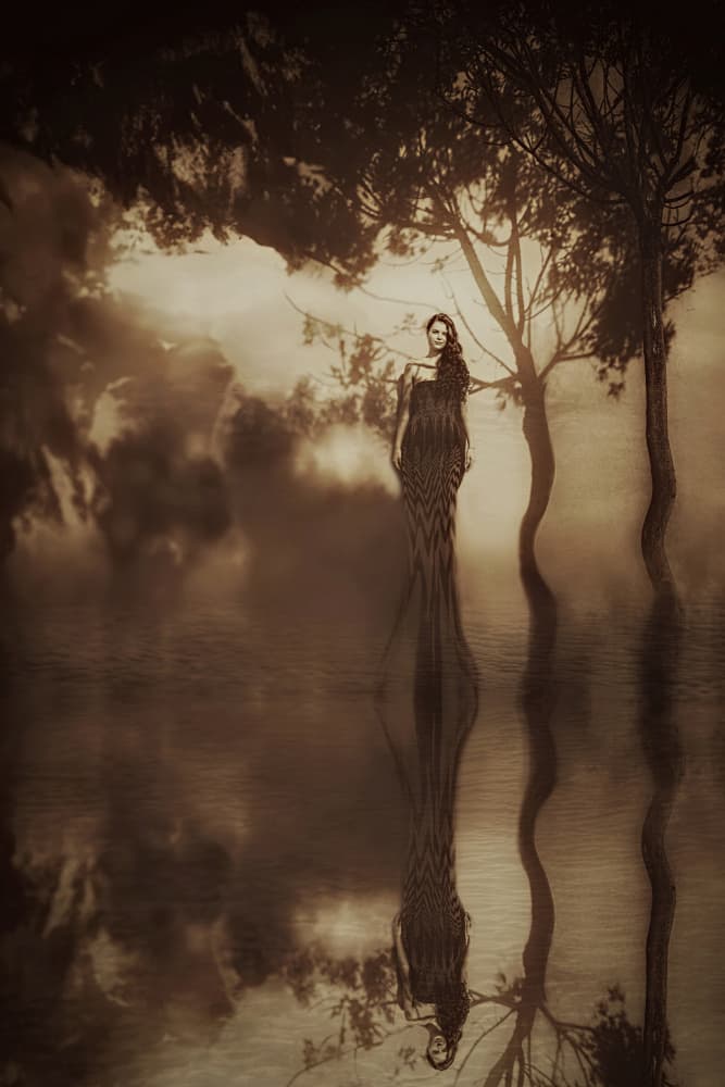 Ethereal Woman Water Reflection by Adela  Lia Rusu — canvas wall art