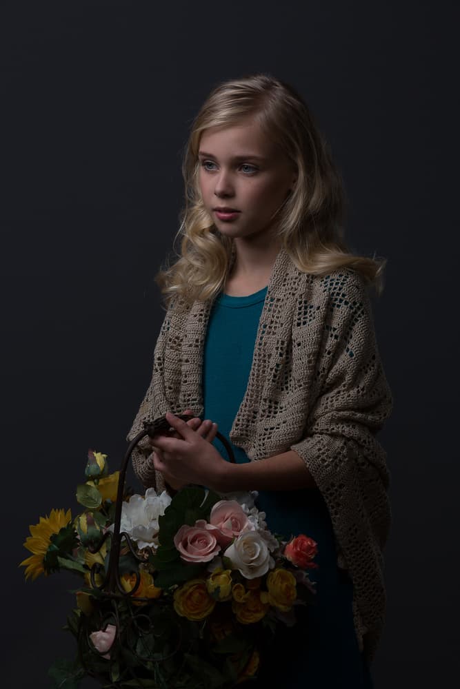 Pensive Girl with Flowers by Carine Belzon — canvas wall art