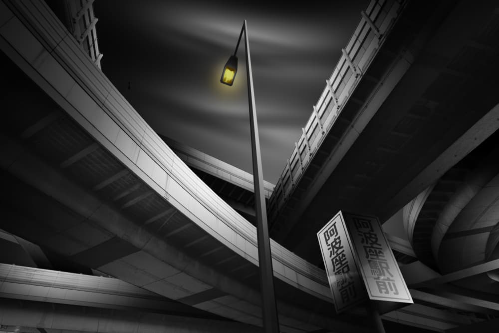 Urban Overpass Night by Shuchuan Liu — canvas wall art