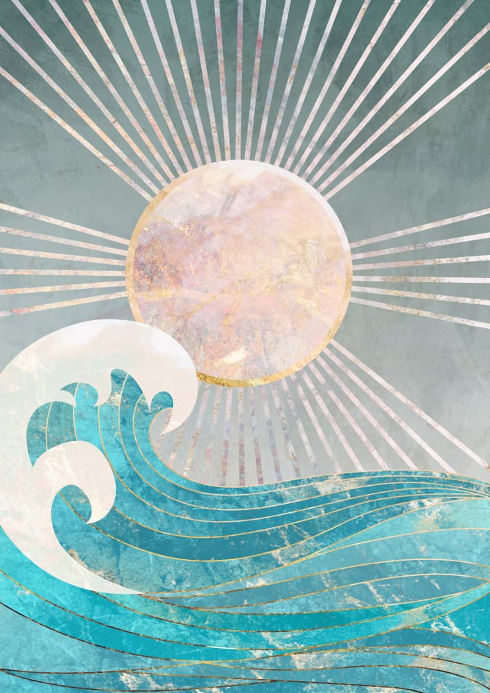 Golden Sun Ocean Waves by Sarah Manovski — canvas wall art