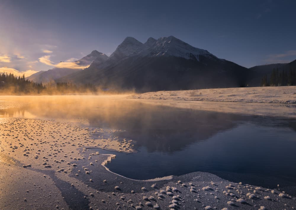Misty Mountain Sunrise by Jenny L. Zhang — canvas wall art