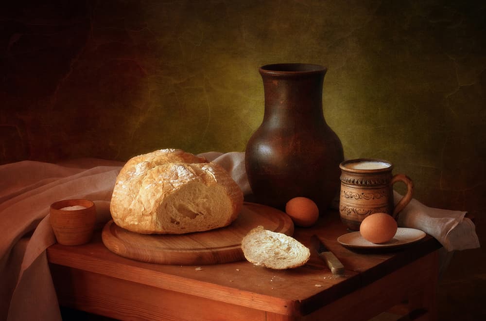 Rustic Bread and Milk by Tatyana Skorokhod — canvas wall art