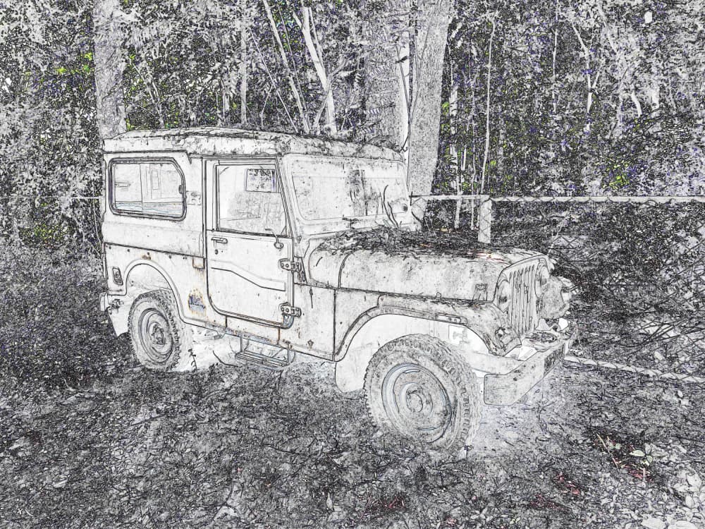 Abandoned Forest Jeep by Santhosh ch — canvas wall art