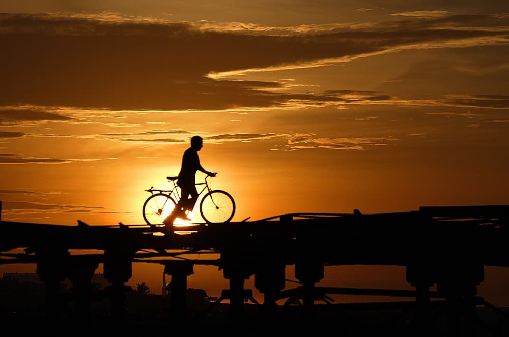 Sunset Bicycle Path by Edgar Monzon — canvas wall art