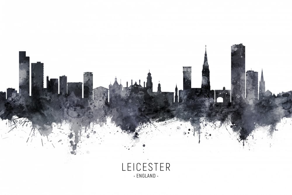 Watercolor Leicester City by Michael Tompsett — canvas wall art