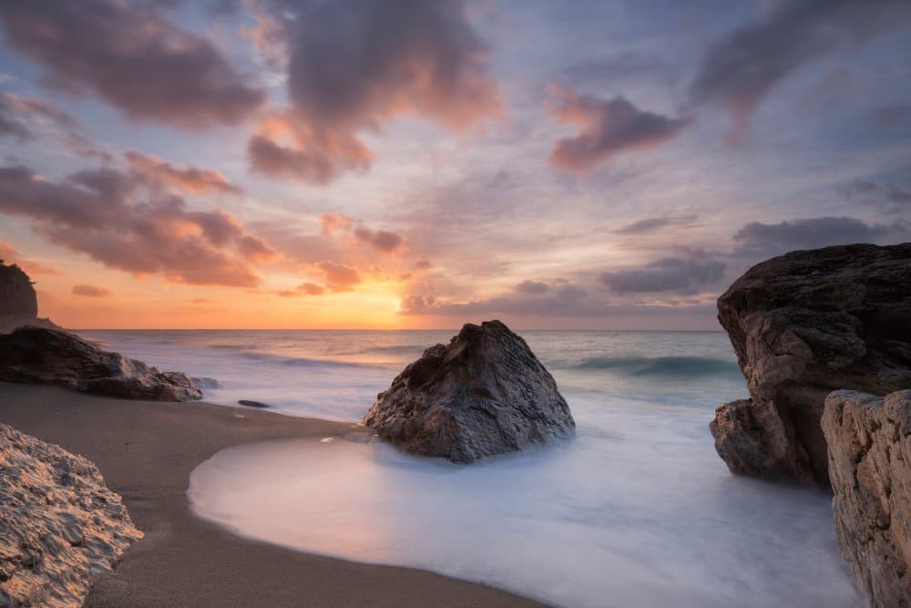 Rocky Beach Sunset by Paolo Bolla — canvas wall art