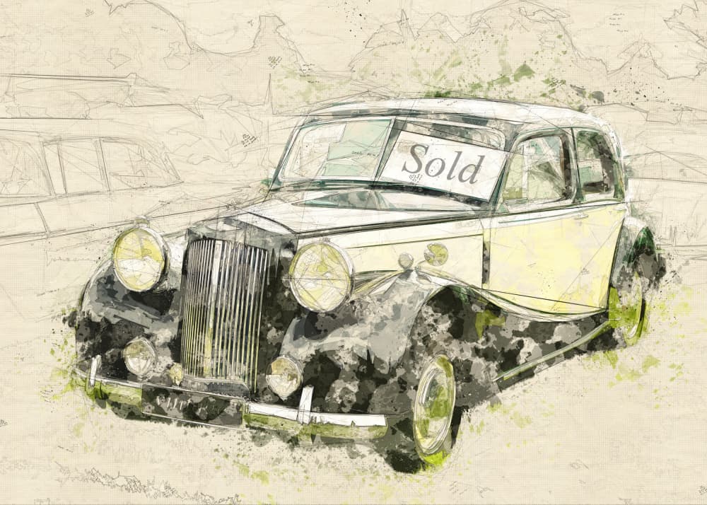 Sold Vintage Car by Lembayung senja studio [Vintage Poster] — canvas wall art