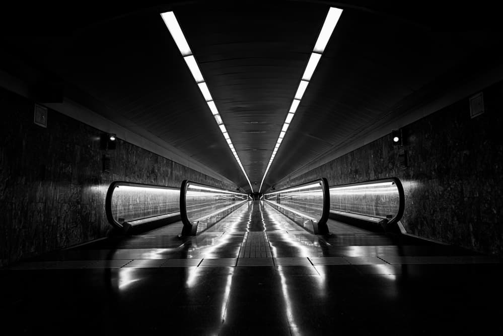 Illuminated Tunnel Passage by Roland Weber — canvas wall art