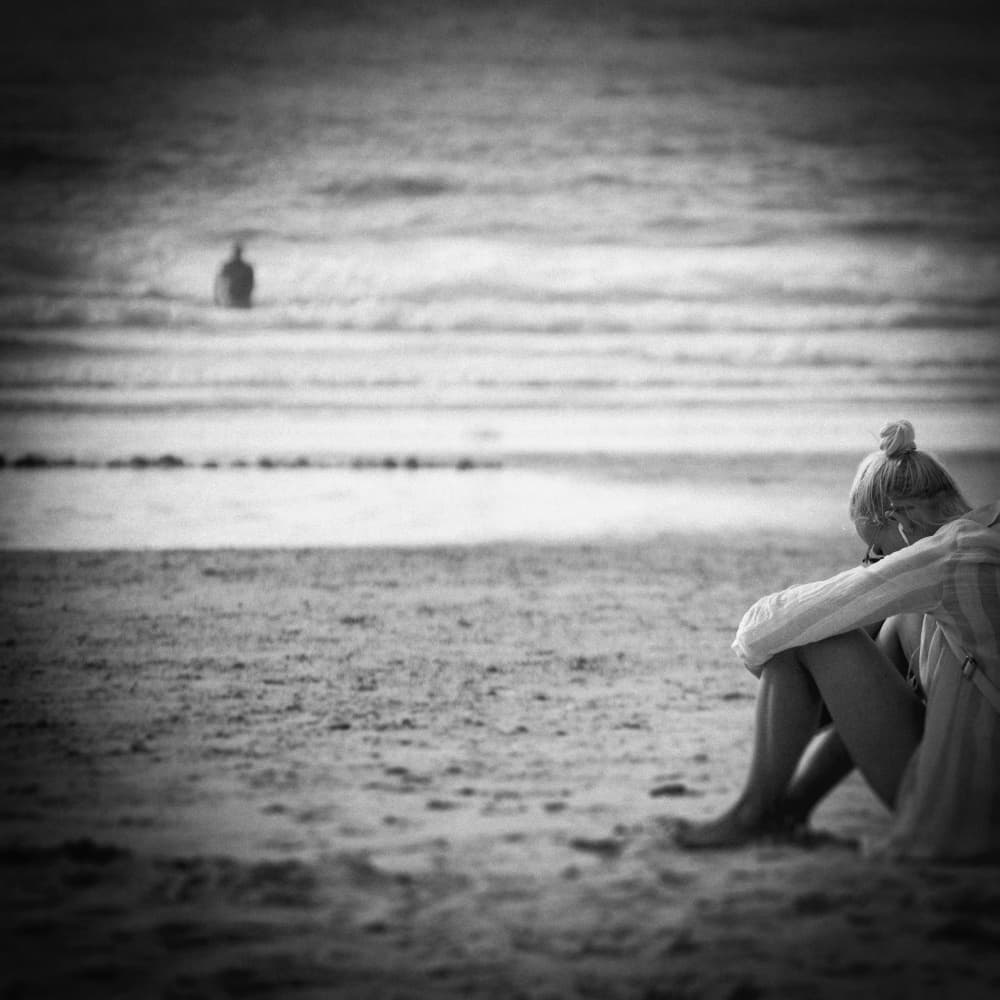 Reflective Beach Moment by Milena Seita — canvas wall art