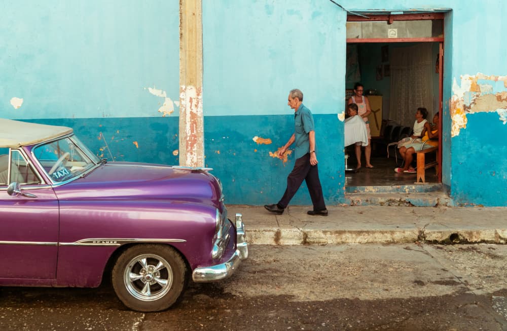 Classic Car Cuban Scene by Nasser Al-Nasser — canvas wall art