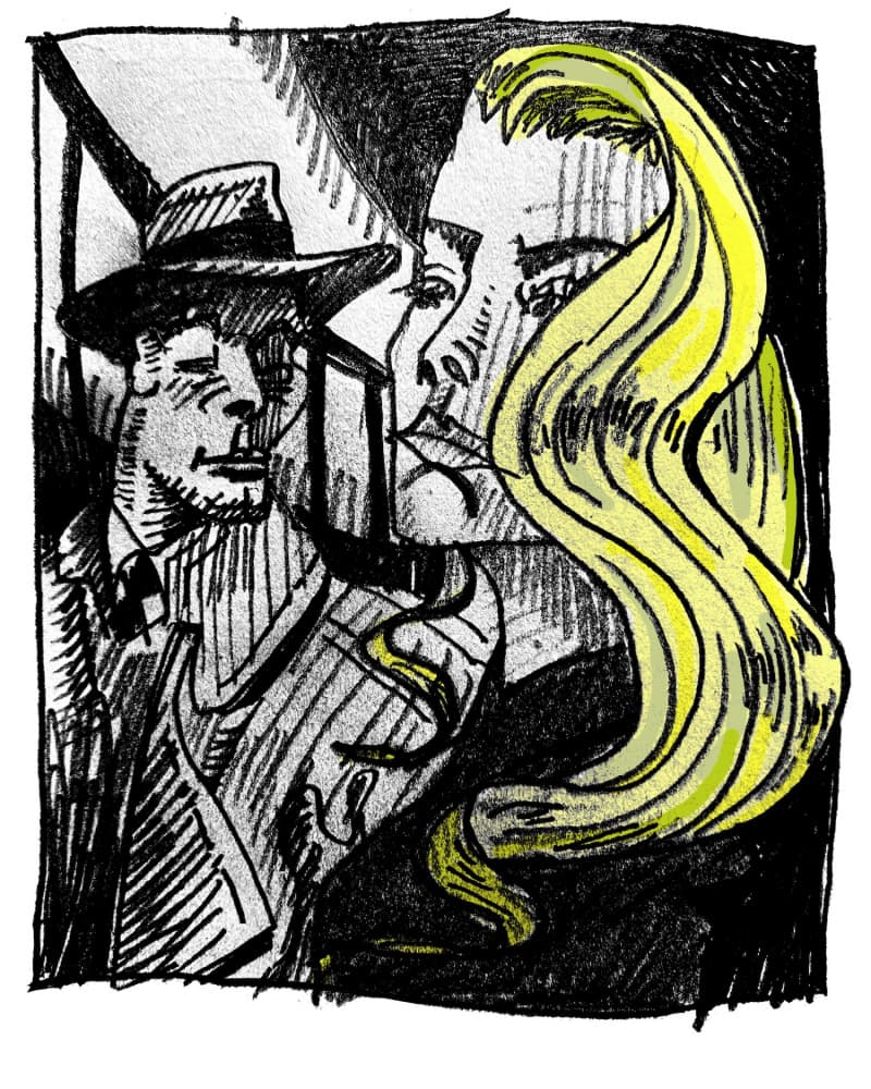 Pensive Blonde Noir Gaze by Steve Spencer — canvas wall art