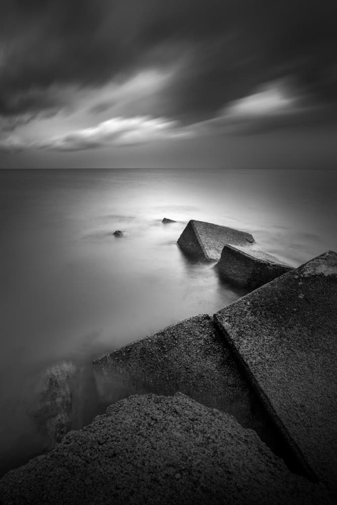 Serene Concrete Seascape by Jana Luo — canvas wall art