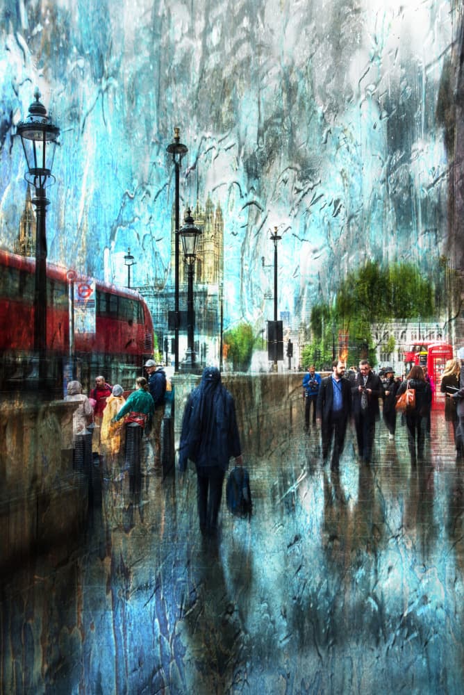 Rainy London Street by Nicodemo Quaglia — canvas wall art