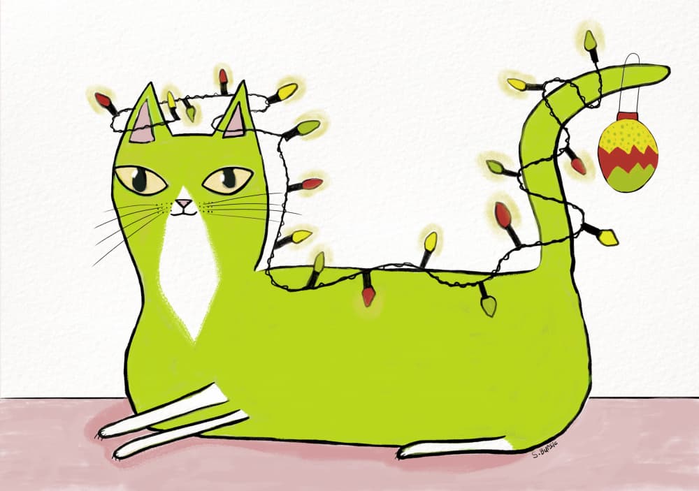 Christmas Cat Lights by Sharyn Bursic — canvas wall art