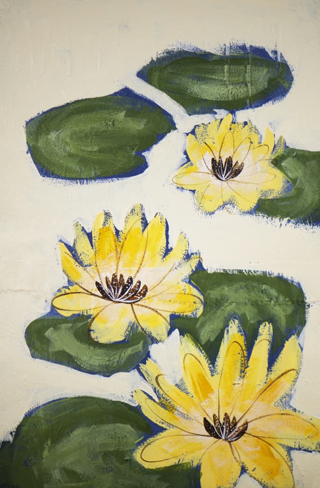 Yellow Water Lilies by Shelley Hampe — canvas wall art