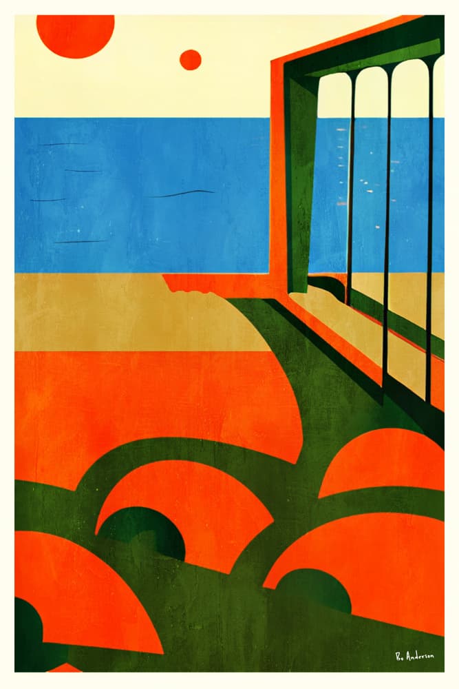 Vibrant Coastal Terrace by Bo Anderson — canvas wall art