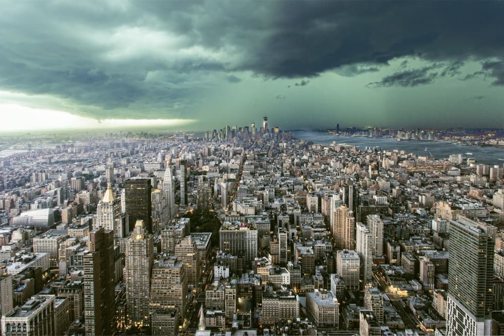 Stormy Manhattan Skyline by Pagniez — canvas wall art