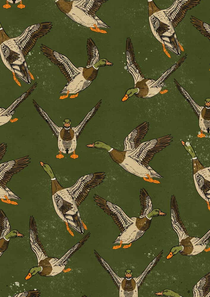 Vintage Mallard Duck Pattern by Nicholas — canvas wall art