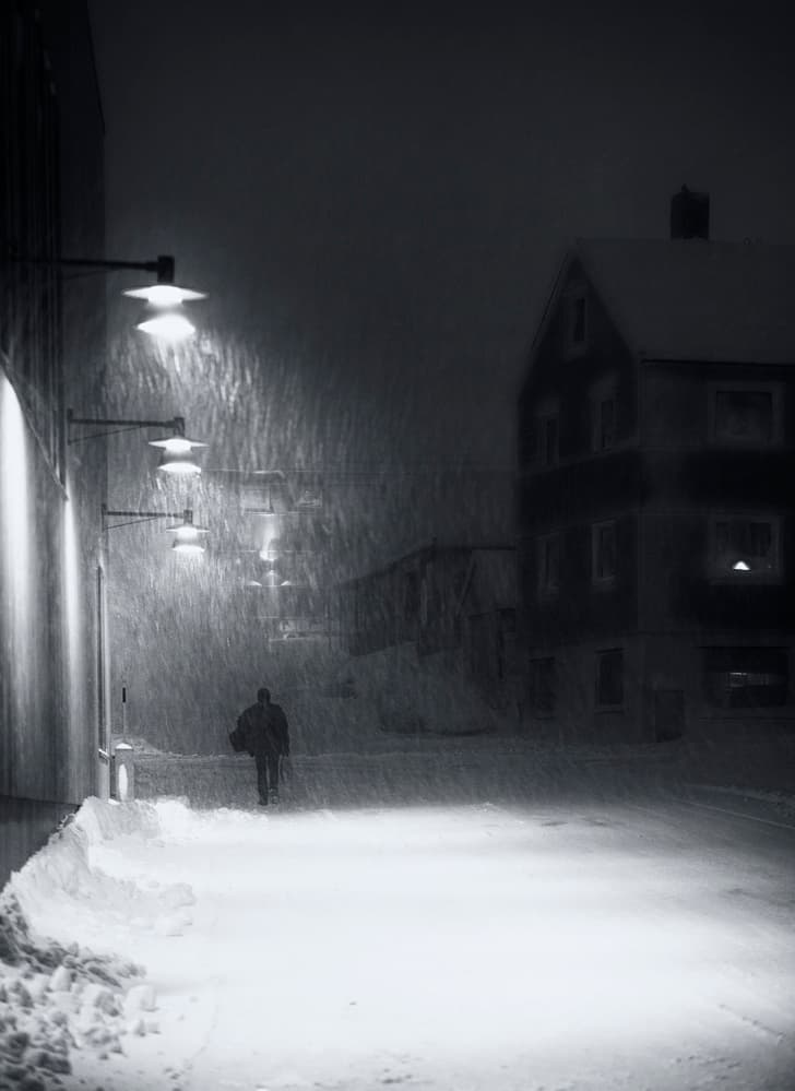 Blizzard Night Walk by Julien Oncete — canvas wall art