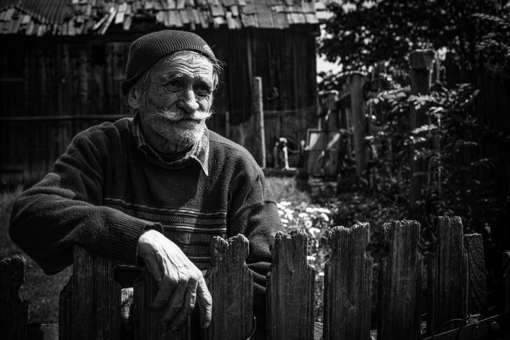 Pensive Old Man Portrait by Vlad Paulet — canvas wall art