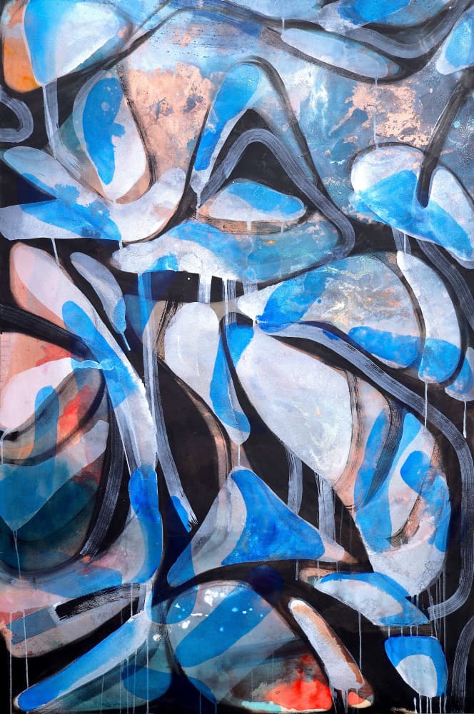 Abstract Blue Flow by POOVI ART — canvas wall art