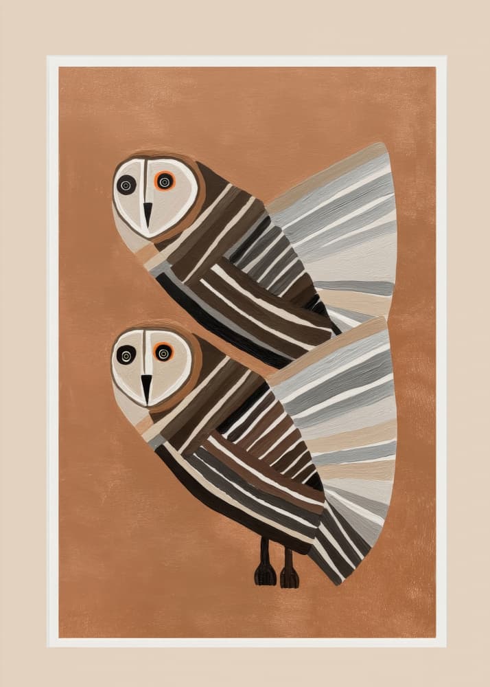 Stylized Barn Owls by City Art — canvas wall art
