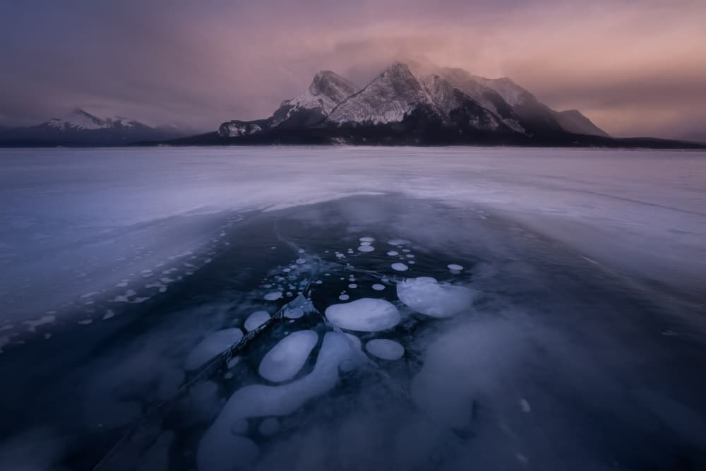 Ice Bubbles Under Mountains by Yongnan Li (李永男) — canvas wall art