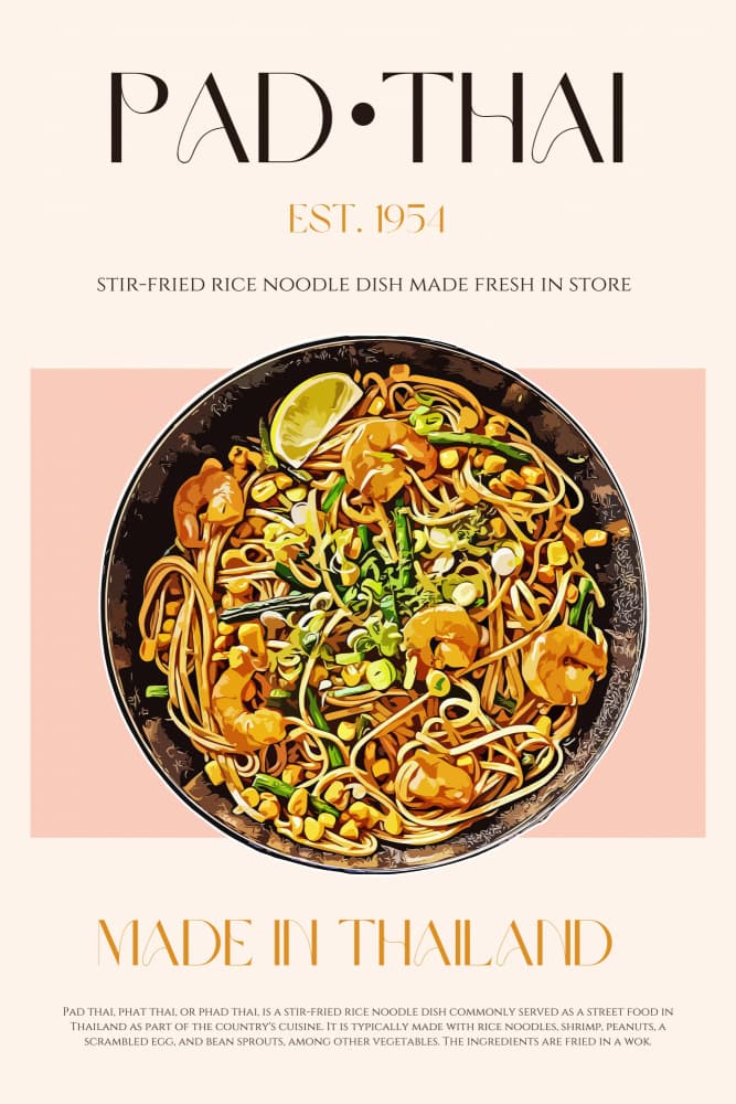 Shrimp Pad Thai Bowl by Nazma Khokhar — canvas wall art