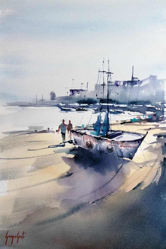 Peaceful Coastal Harbor by Giorgio Gosti — canvas wall art