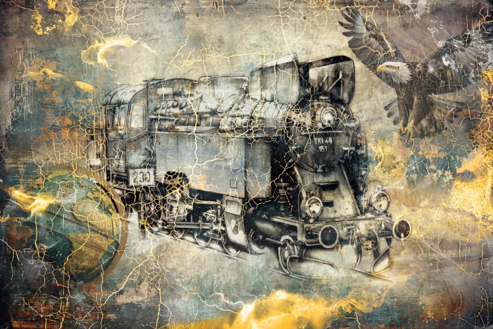 Vintage Train Journey by Rafal Kulik — canvas wall art