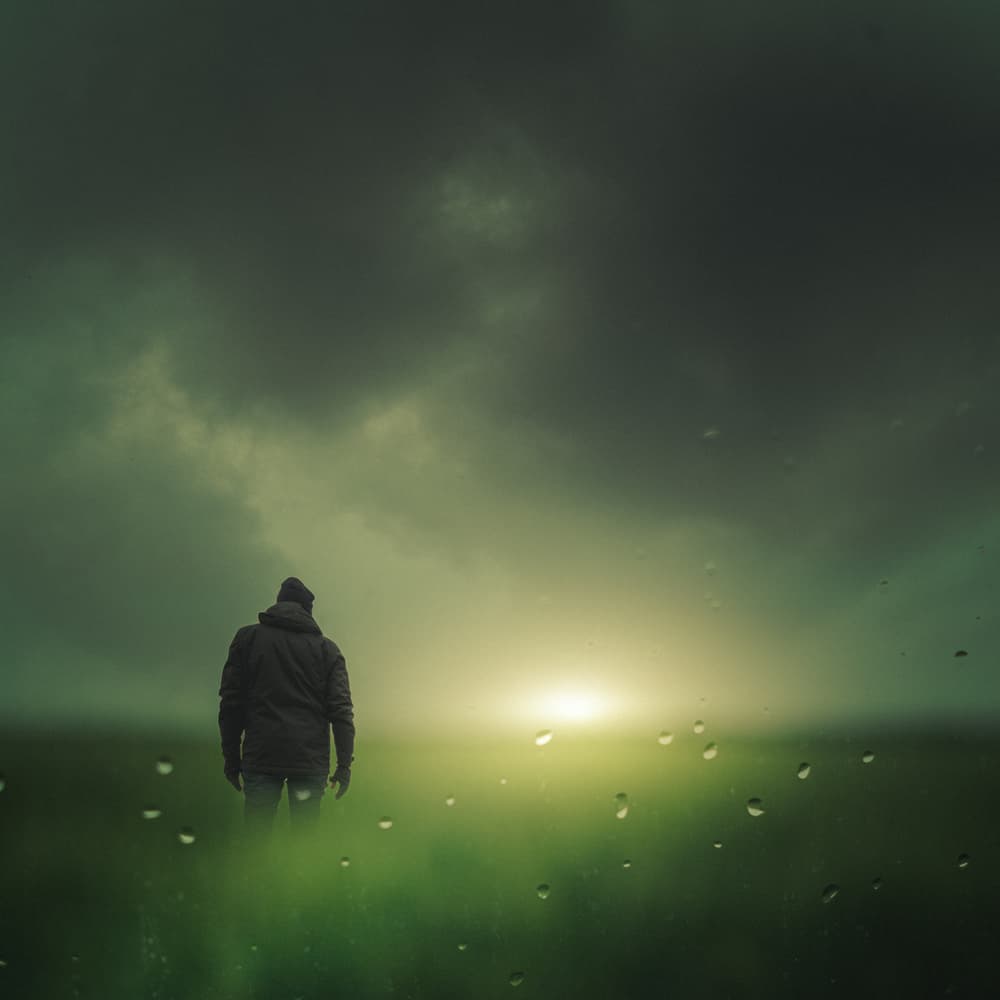 Lone Figure Green Field by Andrea Fraccaroli — canvas wall art