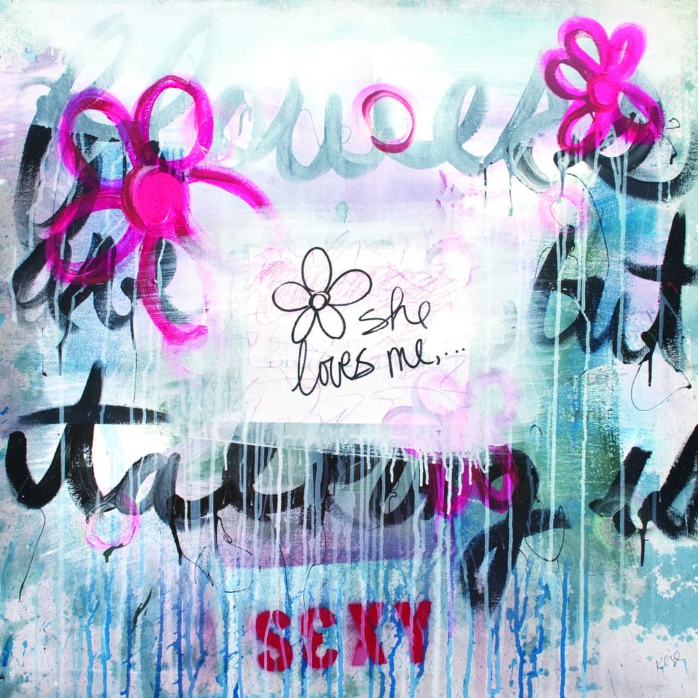 She Loves Me Graffiti by kent youngstrom — canvas wall art