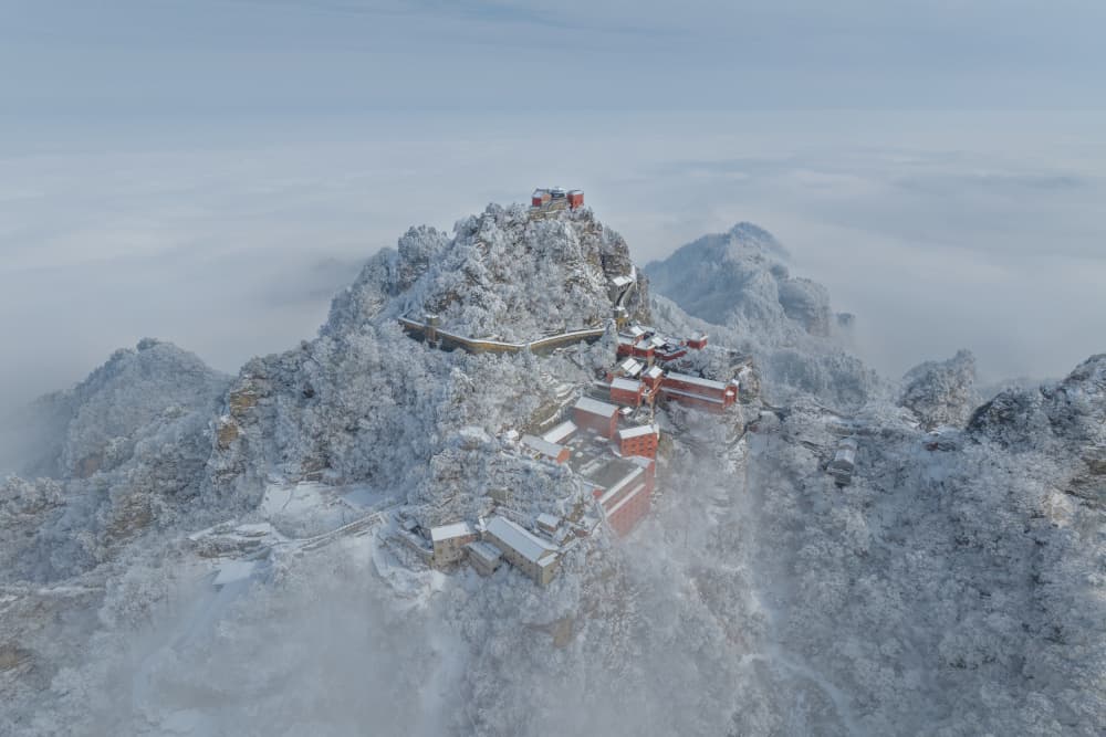 Snowy Mountain Temple by Simoon — canvas wall art