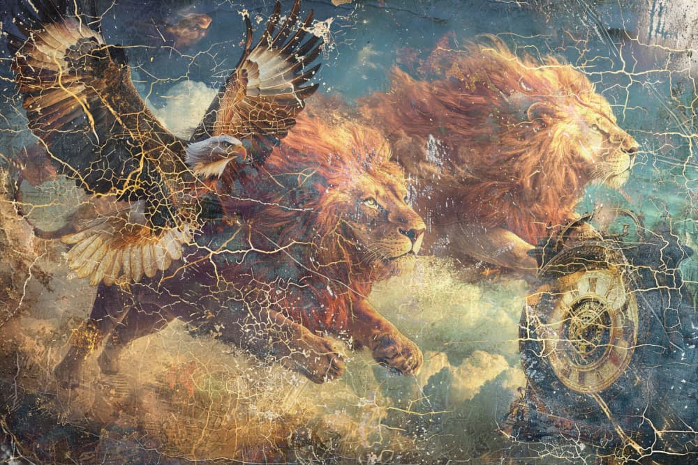 Celestial Lions and Eagle by Rafal Kulik — canvas wall art