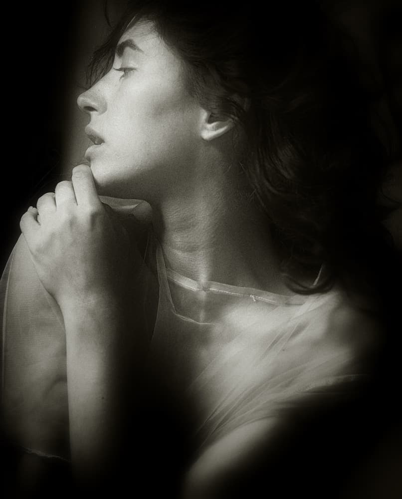 Thoughtful Woman's Profile by DAVID MINSTER — canvas wall art
