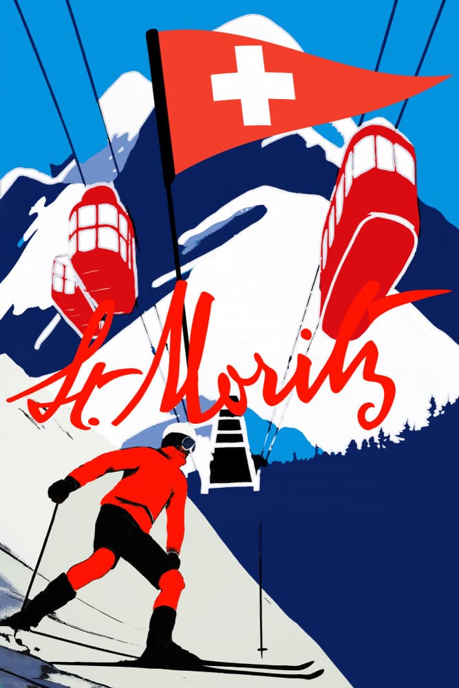 St Moritz Skiing Adventure by casa cartissi — canvas wall art