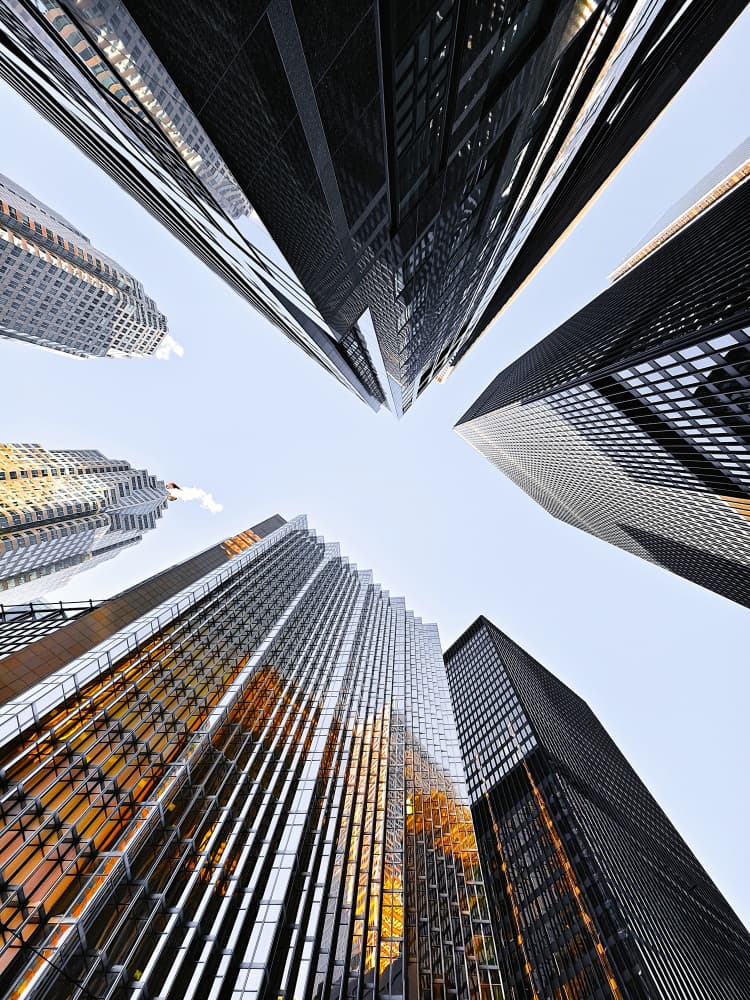 Reflective City Towers by Jasmine Zhang — canvas wall art
