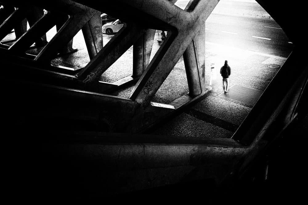 Solitary Figure Urban Light by Rui Correia — canvas wall art